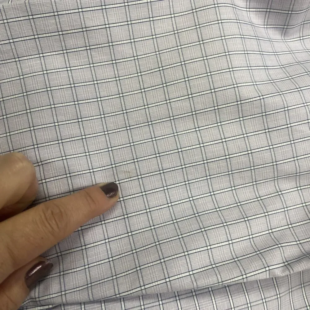 J. Crew Thompson Shirtings Wrinkle Free Purple White Plaid Check Size M 15 15.5